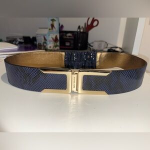 Michael Kors Blue SnakeSkin Belt with Gold Buckle #25